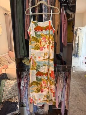 Label of Love Tropical Print Midi Sundress - Mint Trim Size L